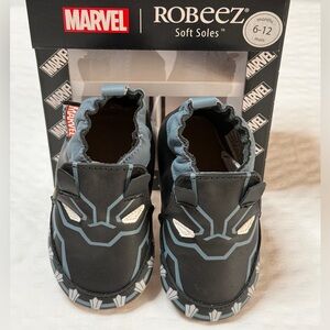 Robeez Marvel Black Panther Baby Crib Shoes Leather Soft-Soles Slip-on NIB